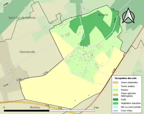 Carte en couleurs présentant l'occupation des sols.