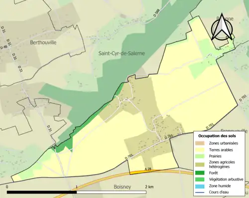 Carte en couleurs présentant l'occupation des sols.