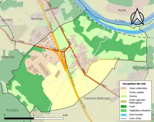 Carte en couleurs présentant l'occupation des sols.