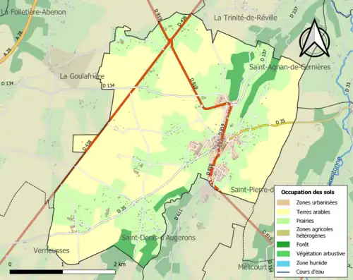 Carte en couleurs présentant l'occupation des sols.