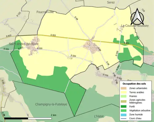 Carte en couleurs présentant l'occupation des sols.