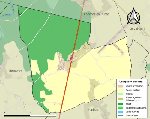 Carte en couleurs présentant l'occupation des sols.