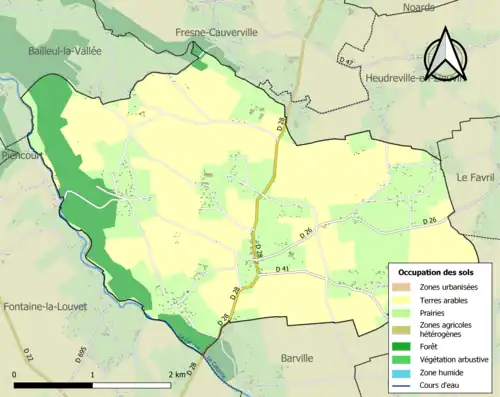 Carte en couleurs présentant l'occupation des sols.