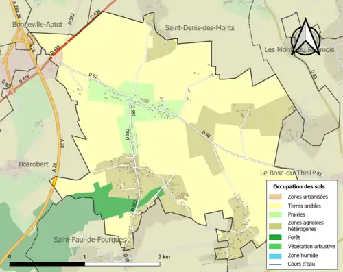 Carte en couleurs présentant l'occupation des sols.