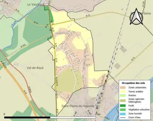 Carte en couleurs présentant l'occupation des sols.