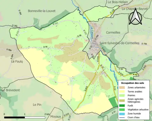Carte en couleurs présentant l'occupation des sols.