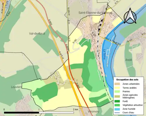 Carte en couleurs présentant l'occupation des sols.