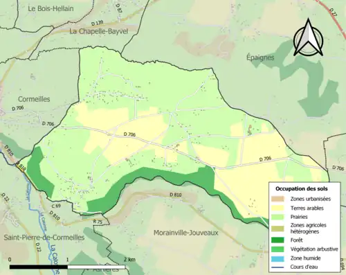 Carte en couleurs présentant l'occupation des sols.