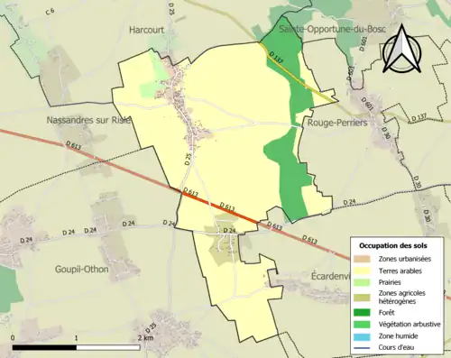 Carte en couleurs présentant l'occupation des sols.