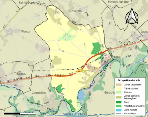 Carte en couleurs présentant l'occupation des sols.