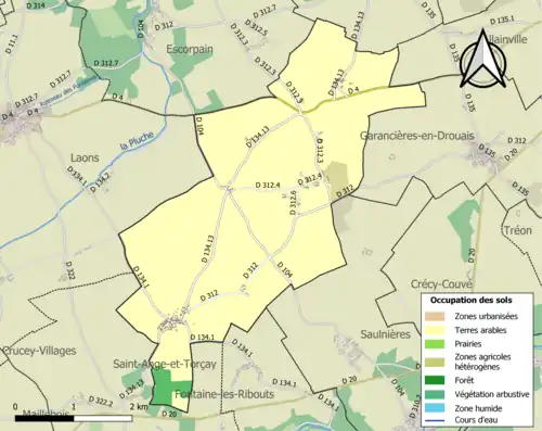 Carte en couleurs présentant l'occupation des sols.