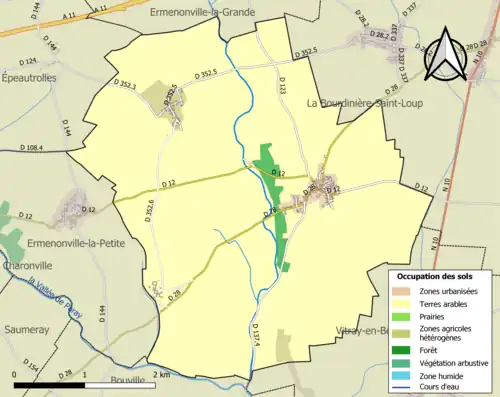 Carte en couleurs présentant l'occupation des sols.