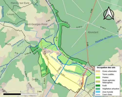 Carte en couleurs présentant l'occupation des sols.