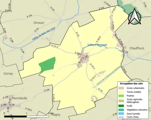 Carte en couleurs présentant l'occupation des sols.
