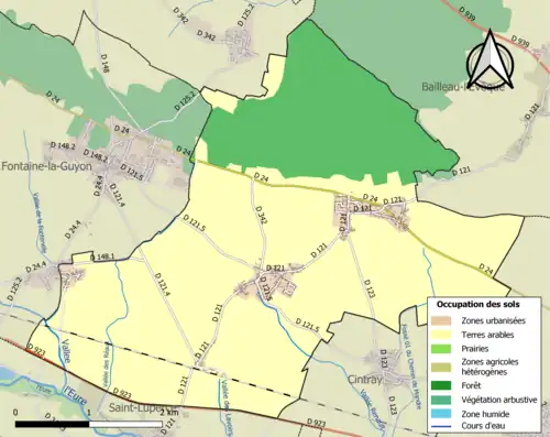 Carte en couleurs présentant l'occupation des sols.