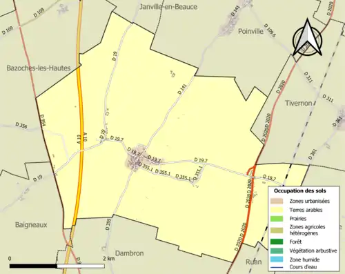 Carte en couleurs présentant l'occupation des sols.