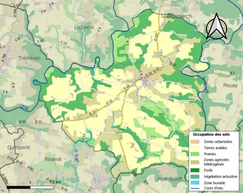 Carte en couleurs présentant l'occupation des sols.