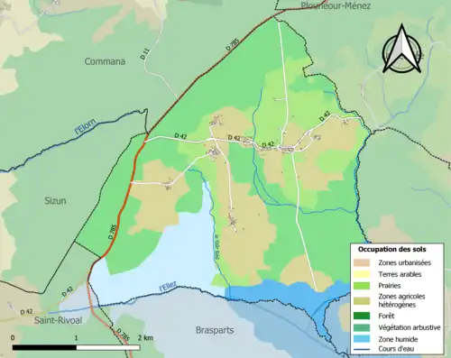 Carte en couleurs présentant l'occupation des sols.