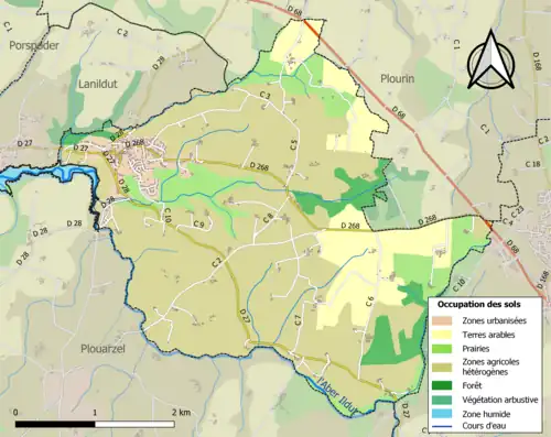 Carte en couleurs présentant l'occupation des sols.