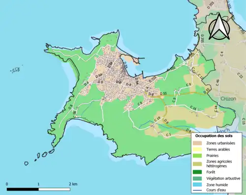 Carte en couleurs présentant l'occupation des sols.