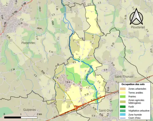 Carte en couleurs présentant l'occupation des sols.