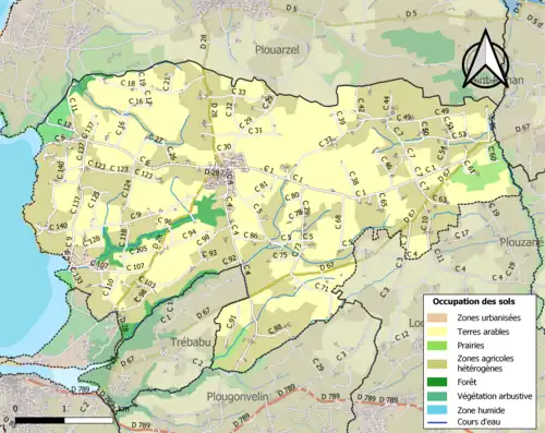Carte en couleurs présentant l'occupation des sols.