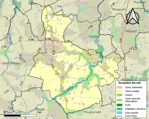 Carte en couleurs présentant l'occupation des sols.