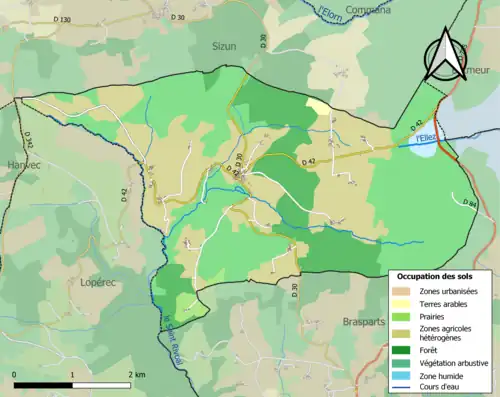 Carte en couleurs présentant l'occupation des sols.