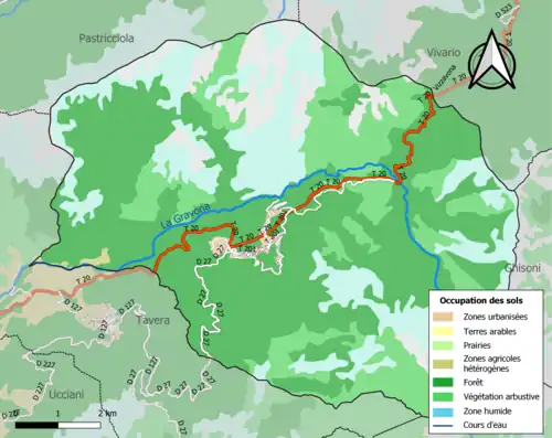 Carte en couleurs présentant l'occupation des sols.