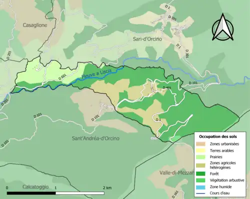 Carte en couleurs présentant l'occupation des sols.