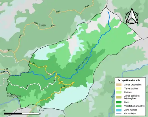 Carte en couleurs présentant l'occupation des sols.