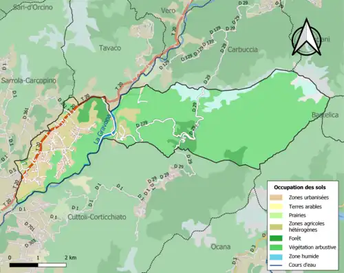 Carte en couleurs présentant l'occupation des sols.