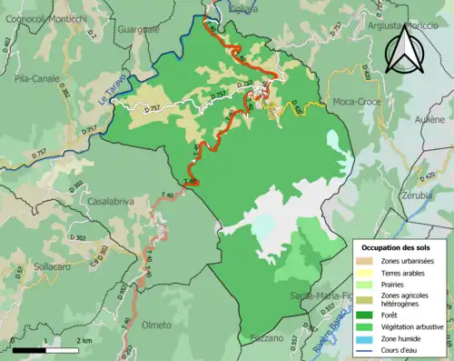 Carte en couleurs présentant l'occupation des sols.