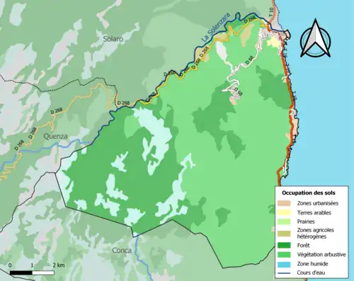 Carte en couleurs présentant l'occupation des sols.