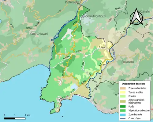 Carte en couleurs présentant l'occupation des sols.