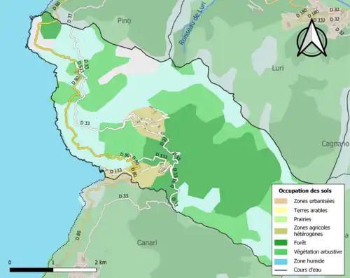 Carte en couleurs présentant l'occupation des sols.