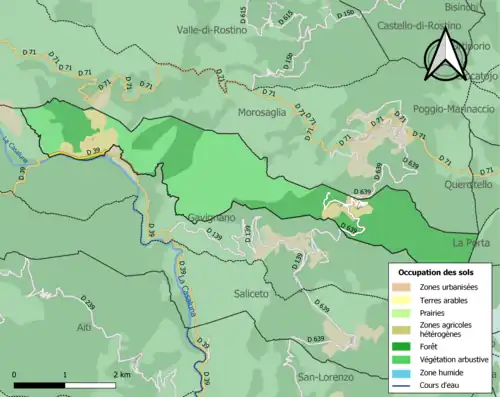 Carte en couleurs présentant l'occupation des sols.