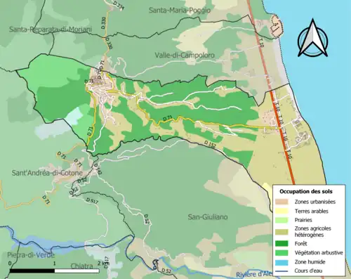 Carte en couleurs présentant l'occupation des sols.