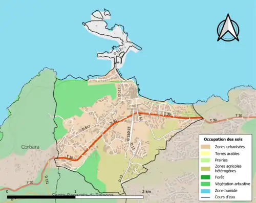 Carte en couleurs présentant l'occupation des sols.
