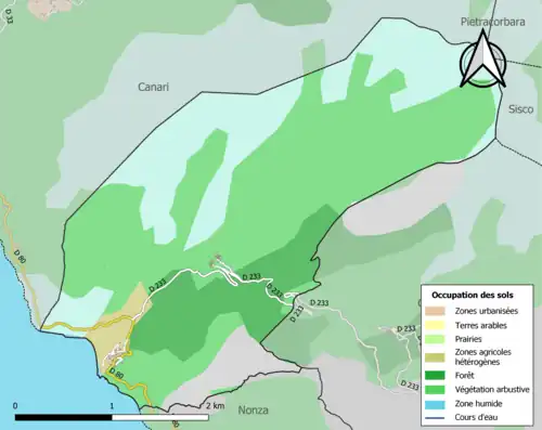 Carte en couleurs présentant l'occupation des sols.