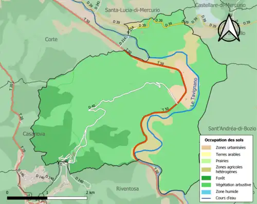Carte en couleurs présentant l'occupation des sols.