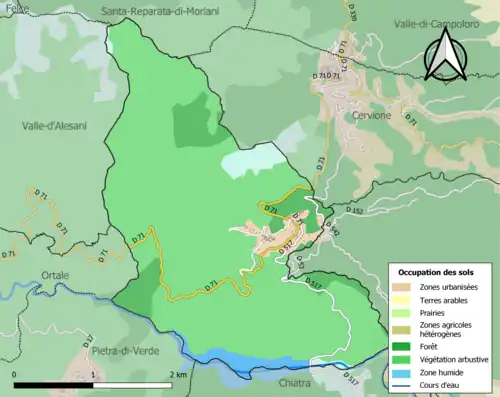 Carte en couleurs présentant l'occupation des sols.