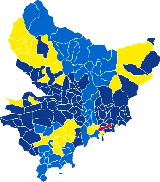 Nuance politique des candidats arrivés en tête dans chaque commune au 2e tour.