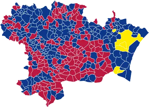 Nuance politique des candidats arrivés en tête dans chaque commune au 2e tour.
