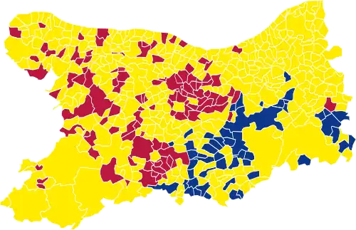 Nuance politique des candidats arrivés en tête dans chaque commune au 2e tour.