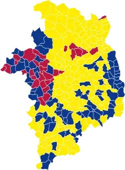 Nuance politique des candidats arrivés en tête dans chaque commune au 2e tour.
