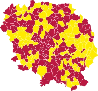 Nuance politique des candidats arrivés en tête dans chaque commune au 2e tour.