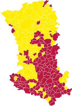Nuance politique des candidats arrivés en tête dans chaque commune au 2e tour.