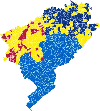 Nuance politique des candidats arrivés en tête dans chaque commune au 2e tour.
