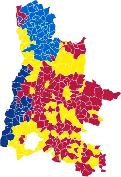 Nuance politique des candidats arrivés en tête dans chaque commune au 2e tour.